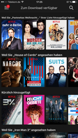 Die Übersichtsseite mit den zum Download verfügbaren Filmen und Serien. (Screenshot: Golem.de)